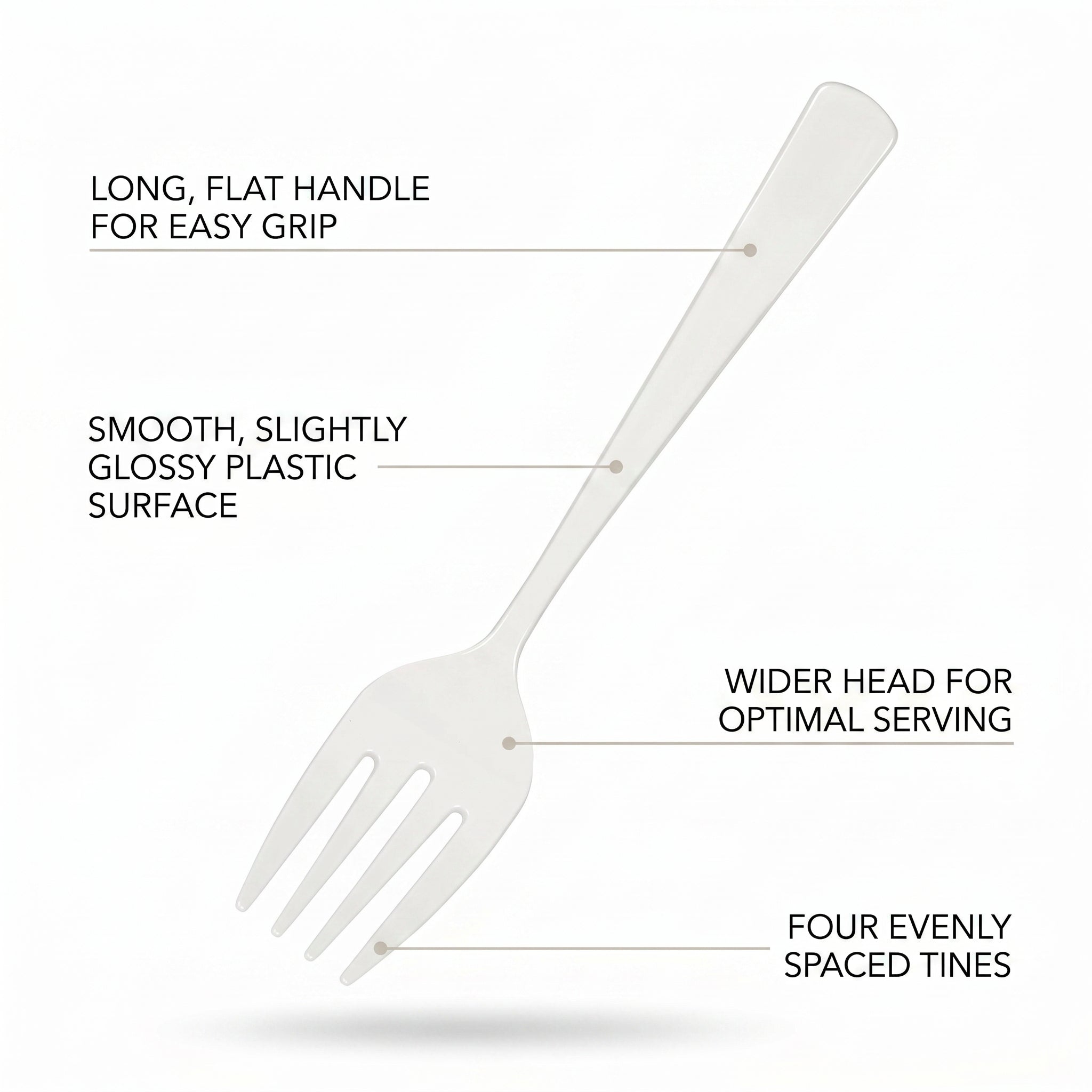 White Plastic Serving Forks 9.75 in. - Heavyweight Disposable Forks with Elegant Glossy Finish, Durable White Plastic Cutlery for Catering, Parties, Weddings