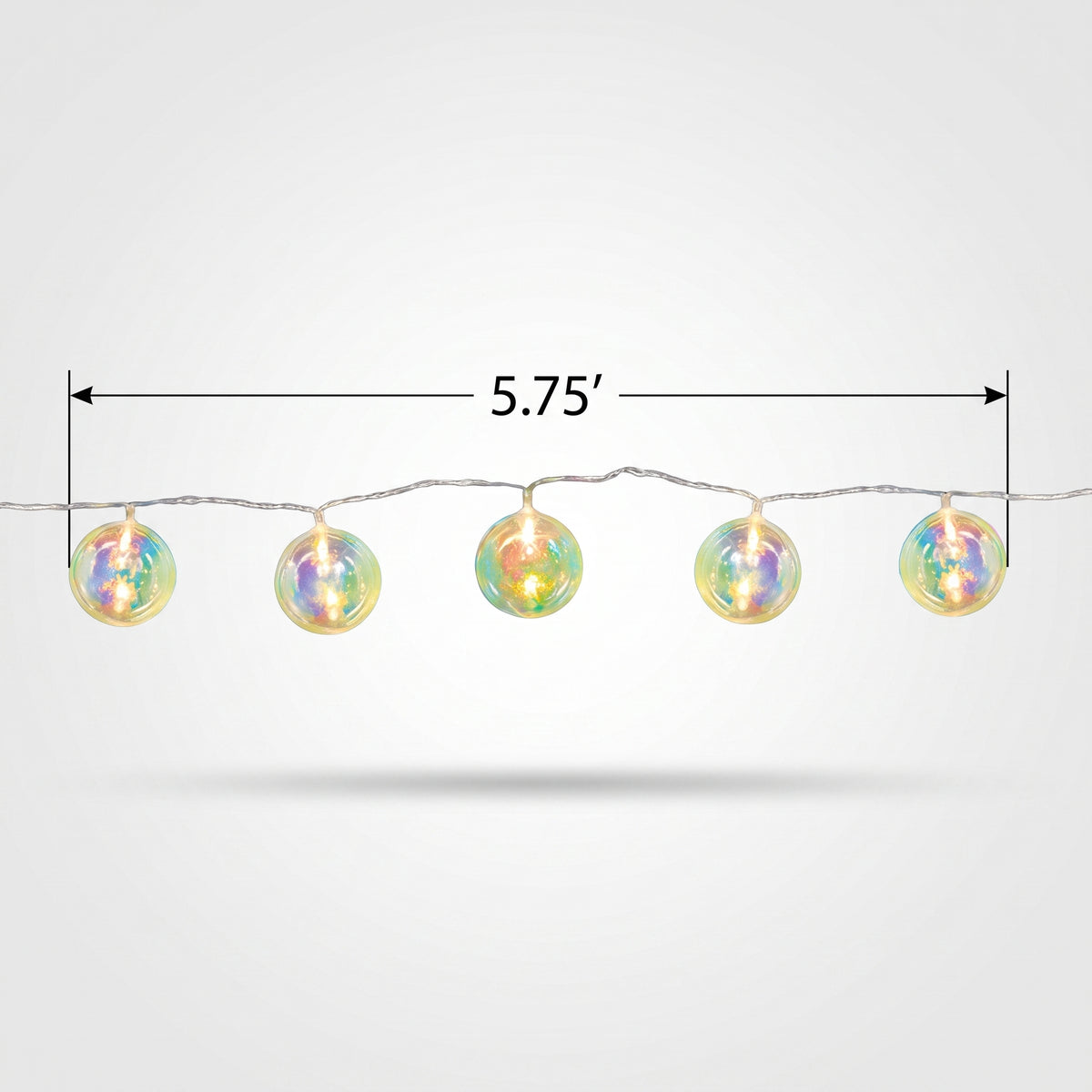 Iridescent Globe LED String Lights - 10 Battery-Powered Lights