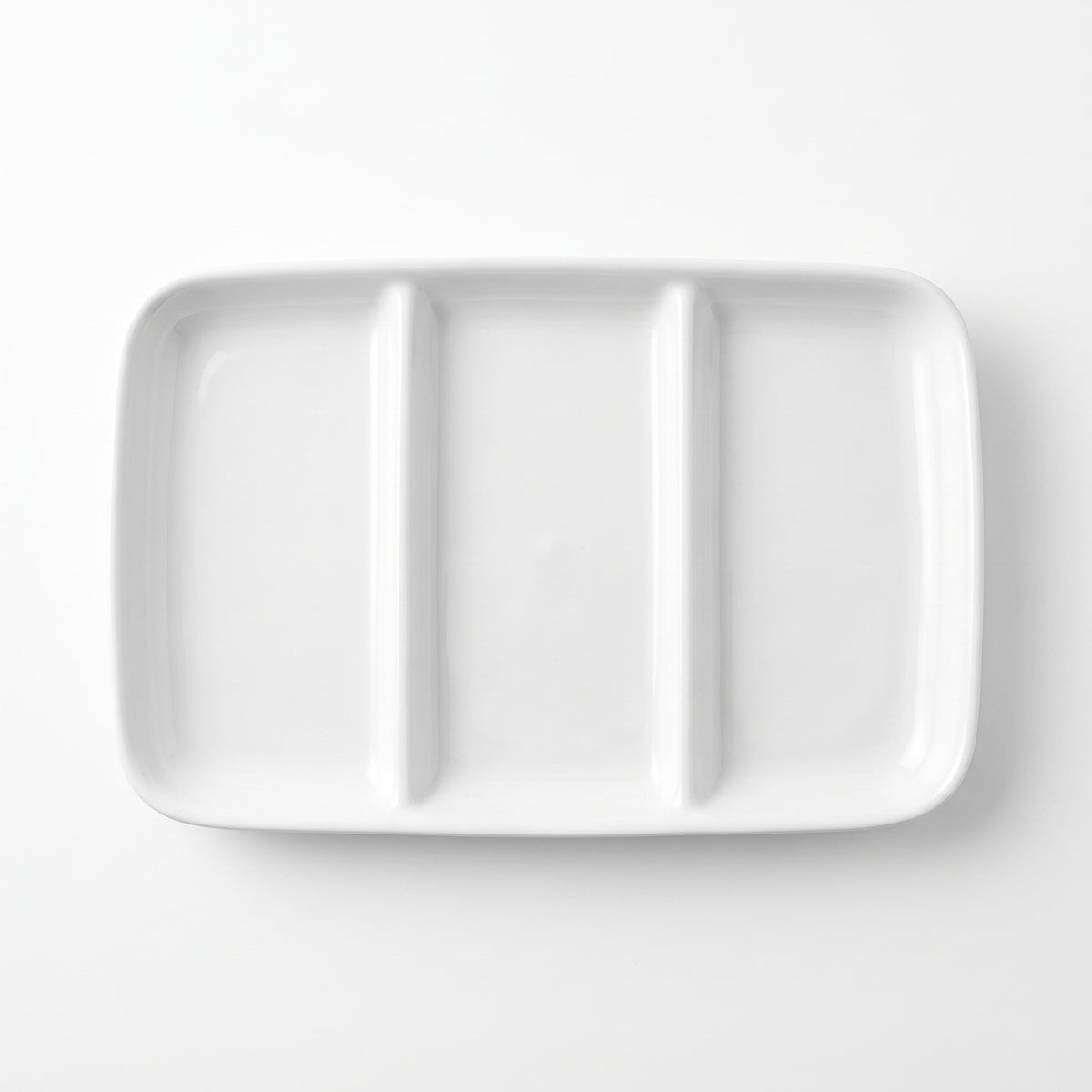 White Rectangular Sectional Serving Platter - 9.5" x 14.25"