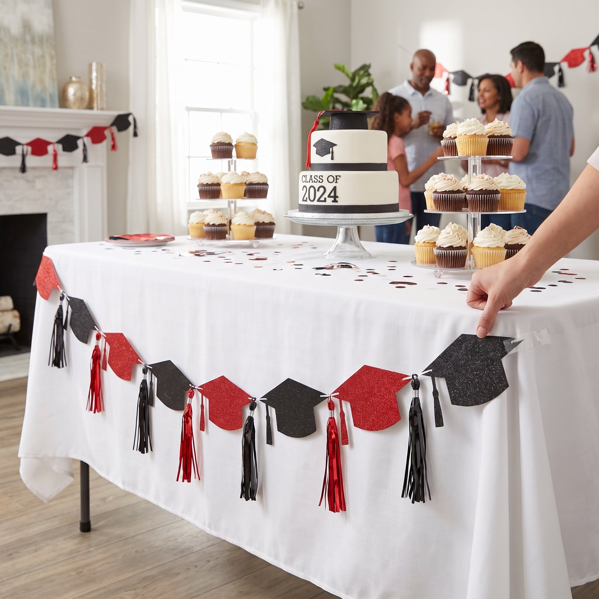 Red and Black Graduation Cap Tassel Banner