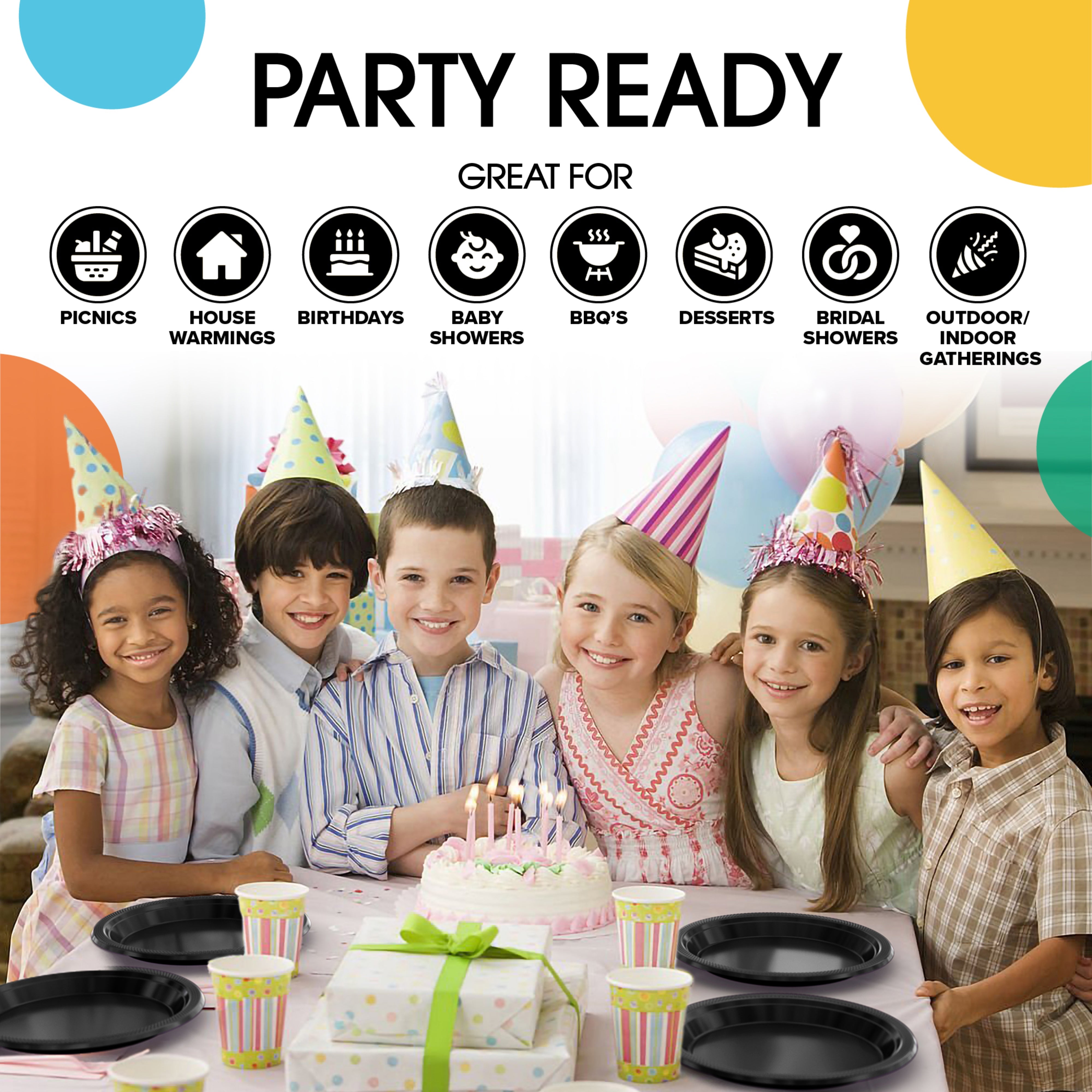 7 In. Black Plastic Plates | 100 Count