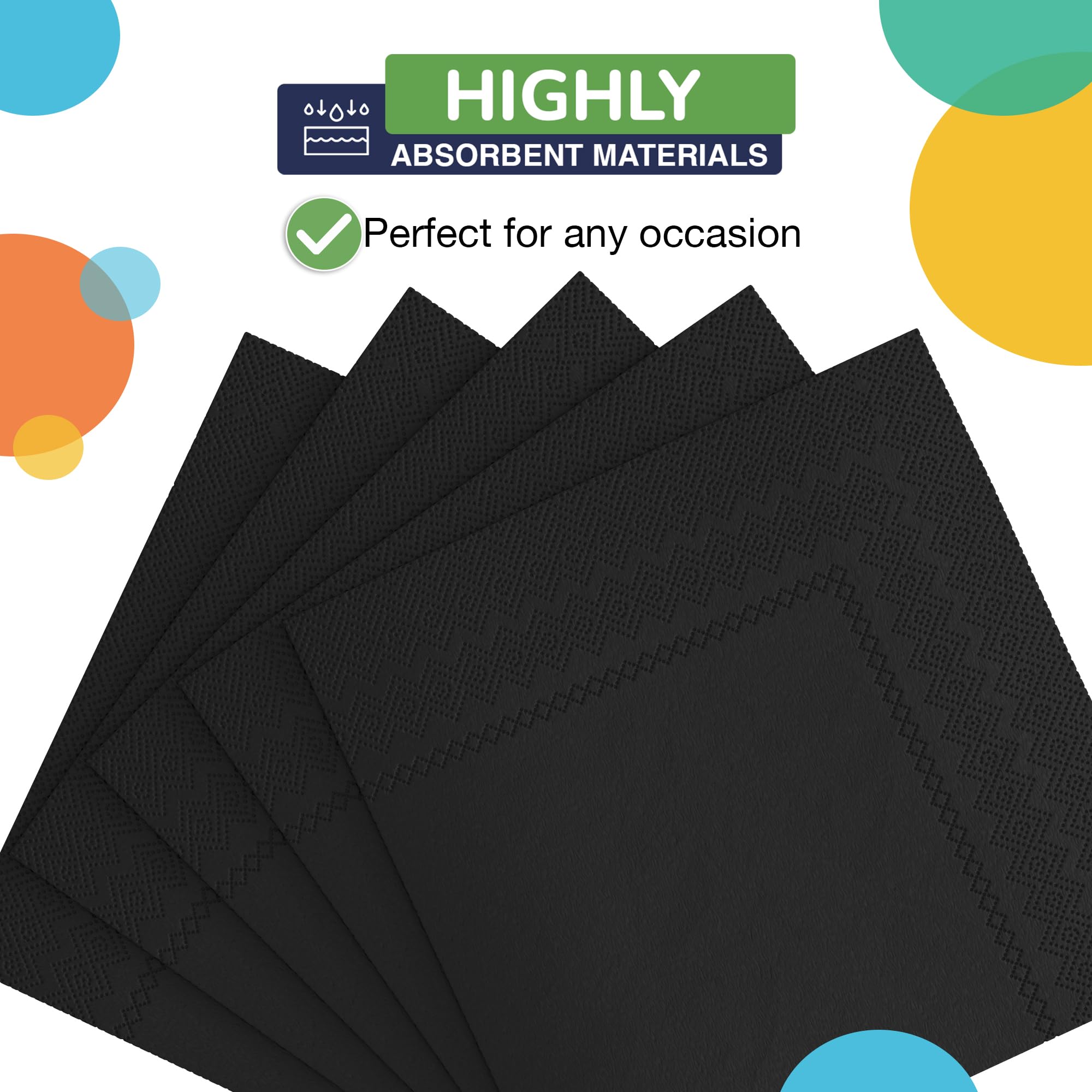 Black Beverage Napkins | Case of 3600