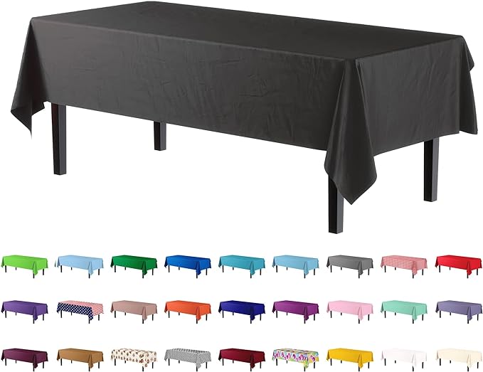 Premium Black Plastic Table Covers | 6 Pack