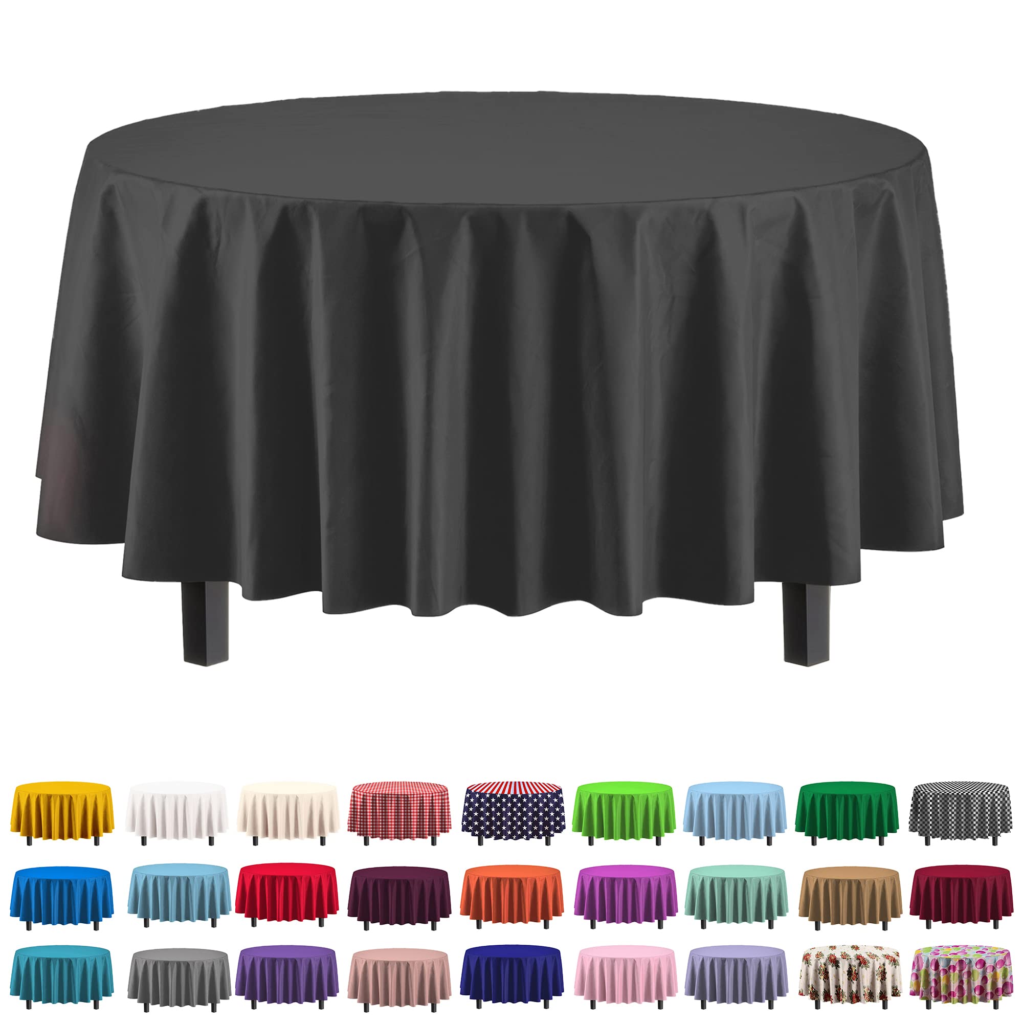 Black Round Plastic Table Cover | Case of 48
