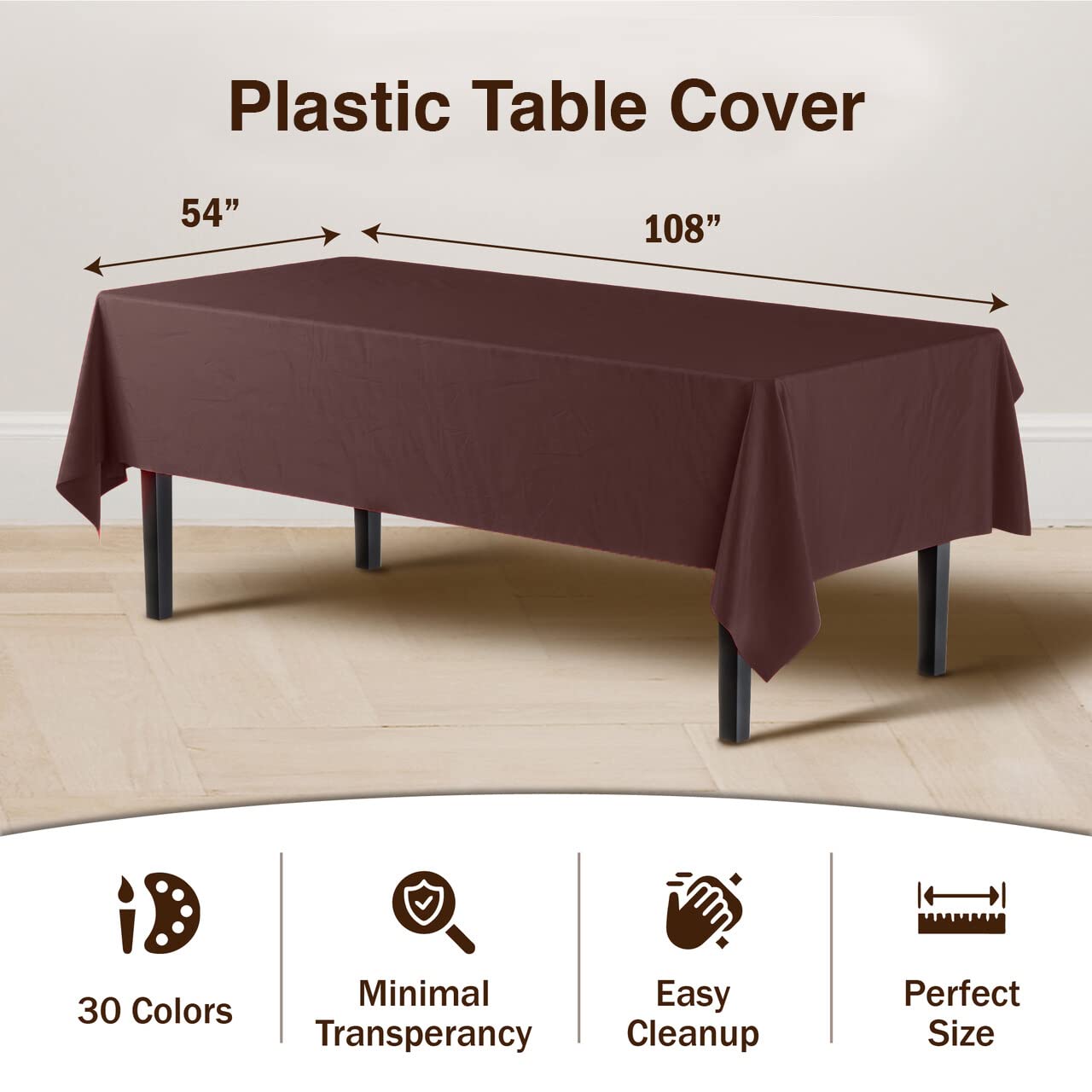 Brown Plastic Table Cover | Case of 48