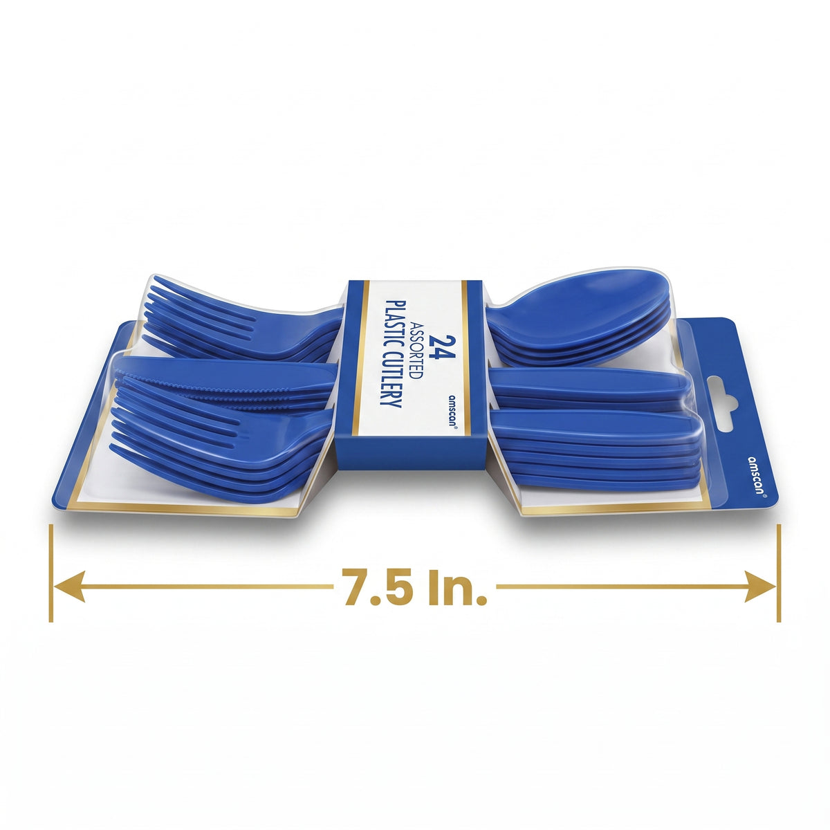 Royal Blue Assorted Plastic Cutlery Set - 24 Pieces - 7.5 in.