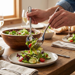 Elegant Silver Serving Spoon and Fork Set