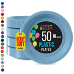 10 in. Light Blue Plastic Plates | 50 Count