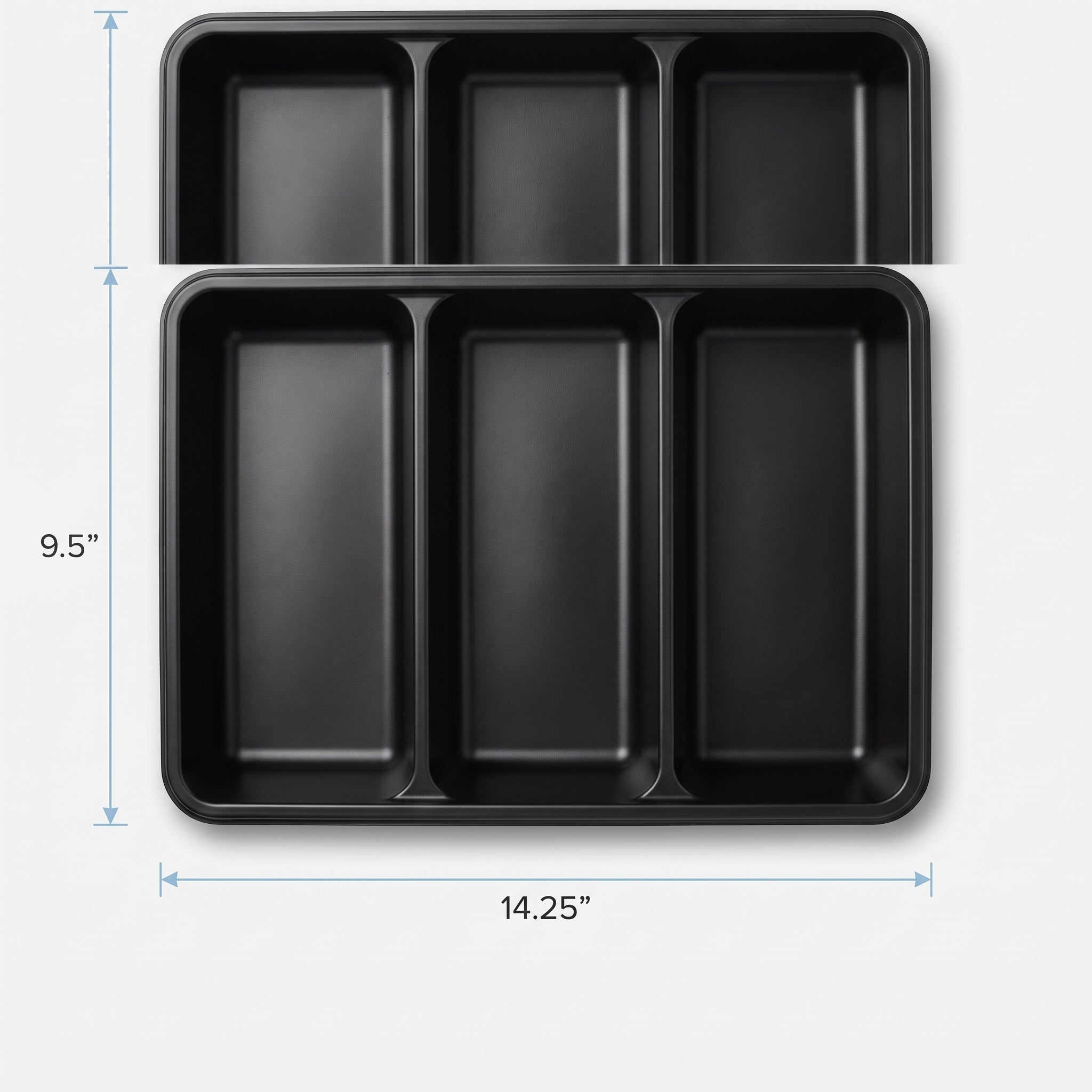 Black Plastic Compartment Serving Tray - 9.5" x 14.25"