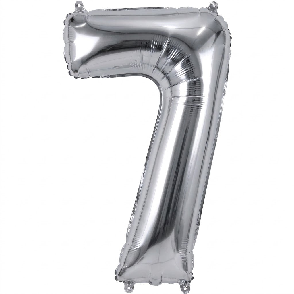 Silver Number "7" SuperShape Foil Balloon | 34"