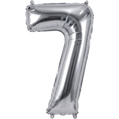 Silver Number "7" SuperShape Foil Balloon | 34"