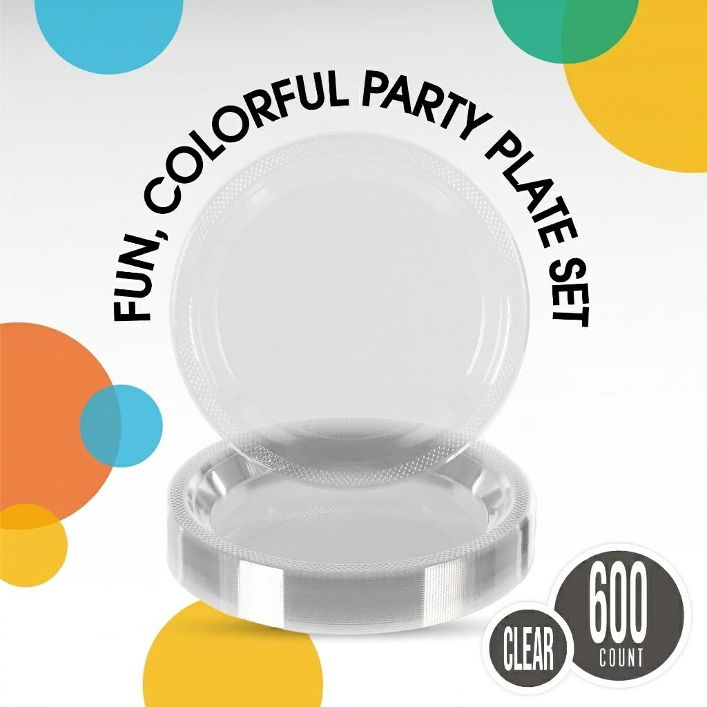 9 in. Clear Plastic Plates | Case of 600