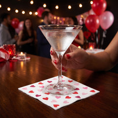 Valentine's Day Heart Party Beverage Napkins - 40 Pack - 5 In. X 5 In.