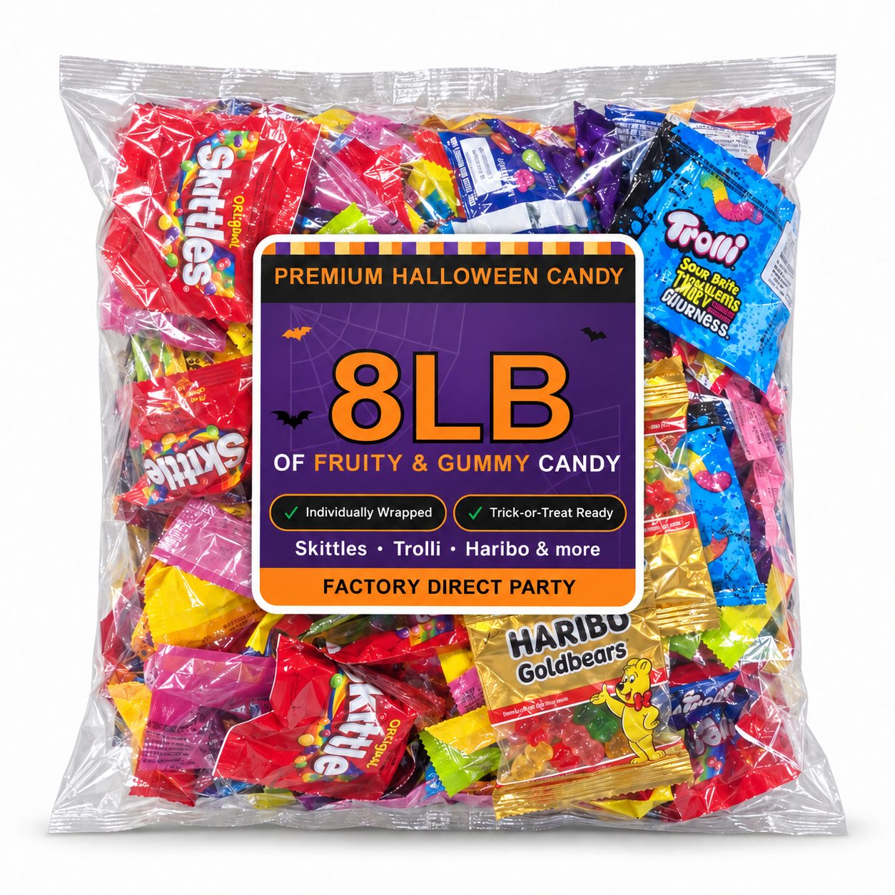 8 lb Halloween Candy Variety Pack - fruity and gummy fun size candy