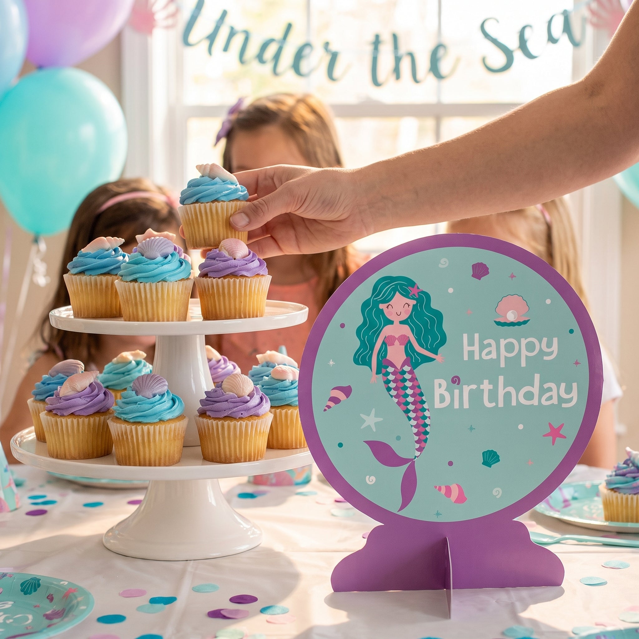 Mermaid Happy Birthday Table Decoration