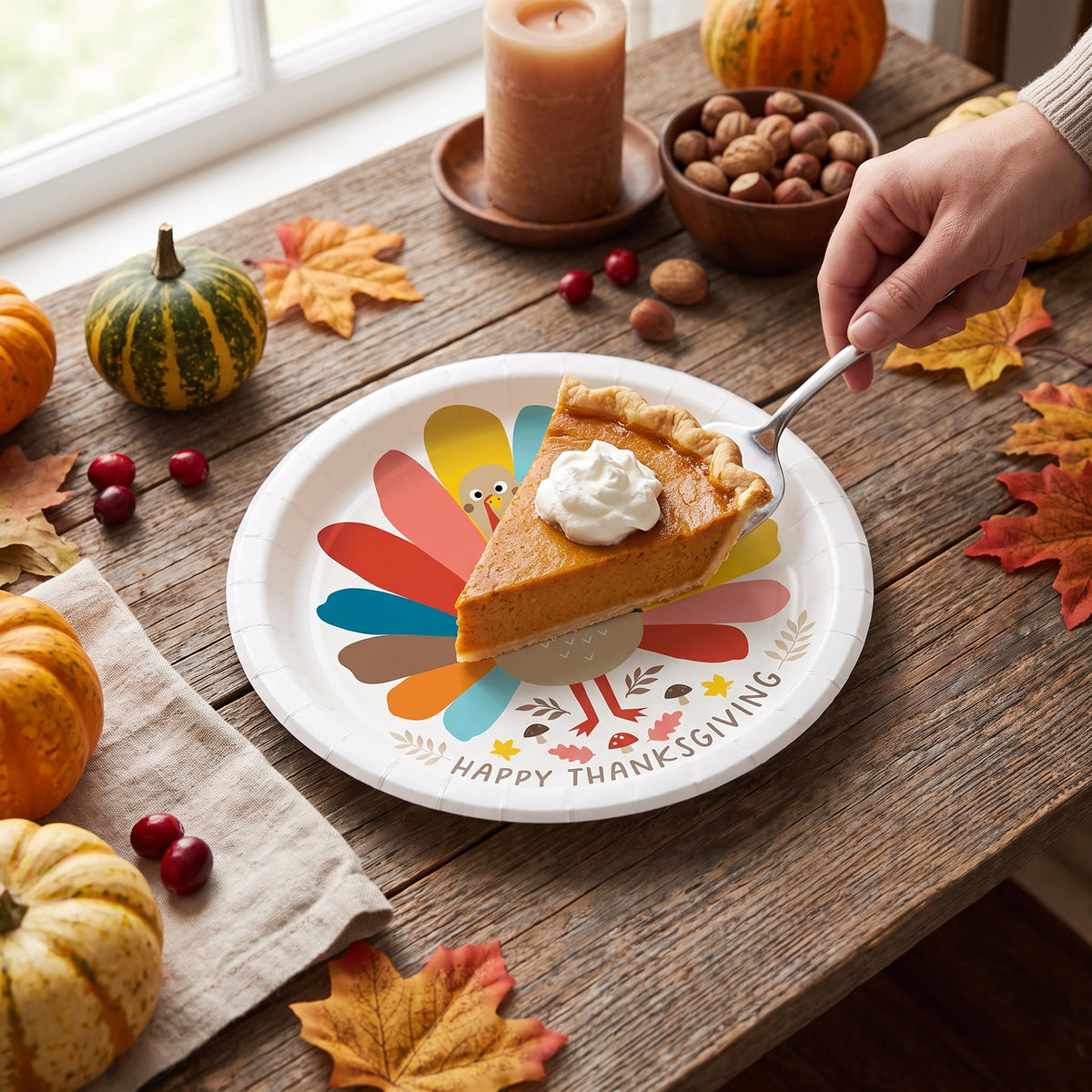 Festive Thanksgiving Turkey 10" Round Paper Plates