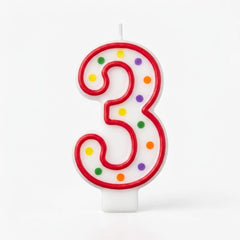 Polka Dot Number 3 Birthday Candle | 3 In.