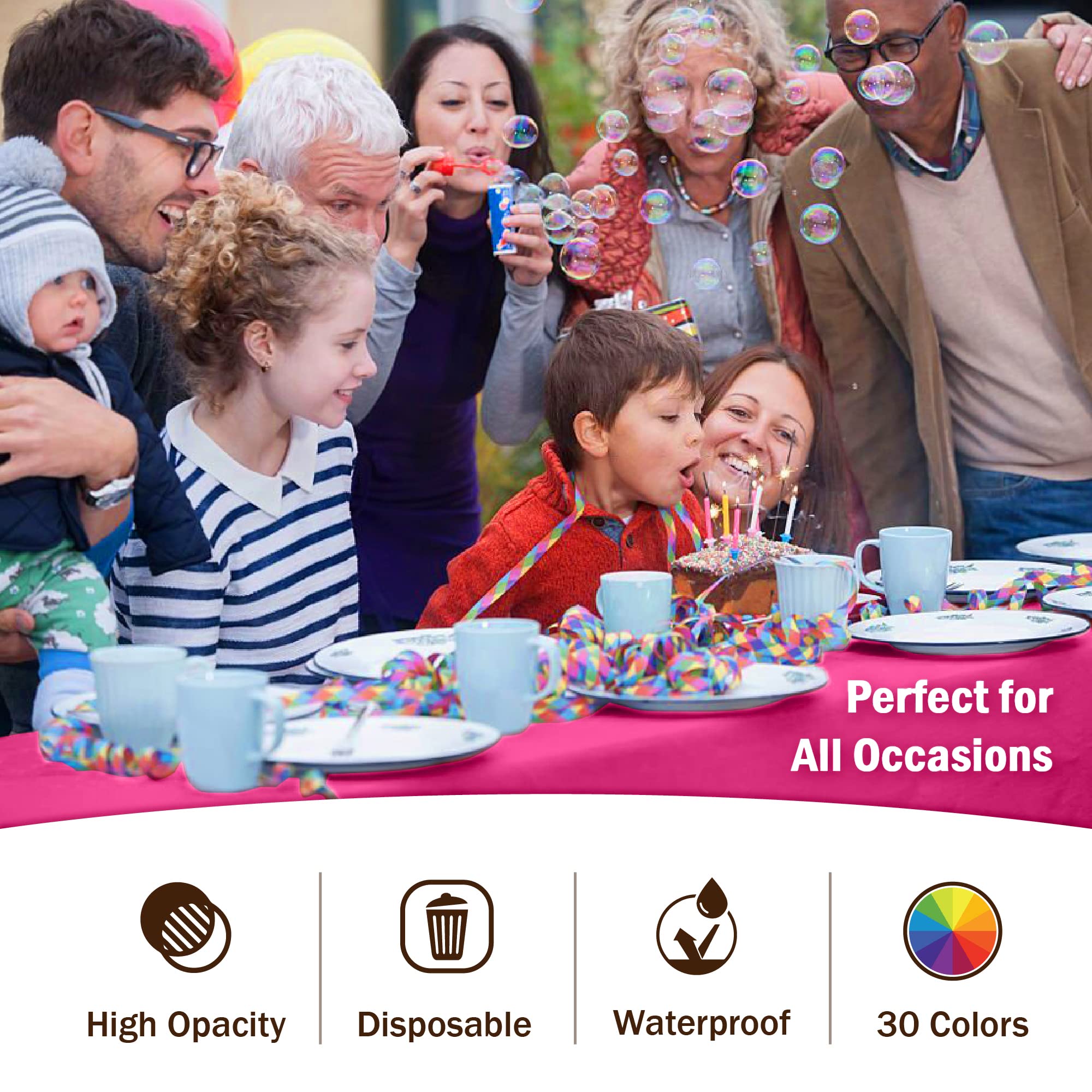 Premium Cerise Plastic Table Covers | 6 Pack