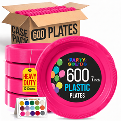 7 in. Cerise Plastic Plates | Case of 600