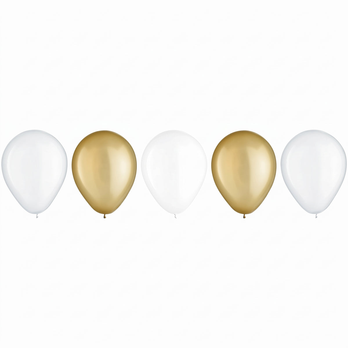 Elegant Golden & White Latex Balloons - 11 Inch, 15 Count