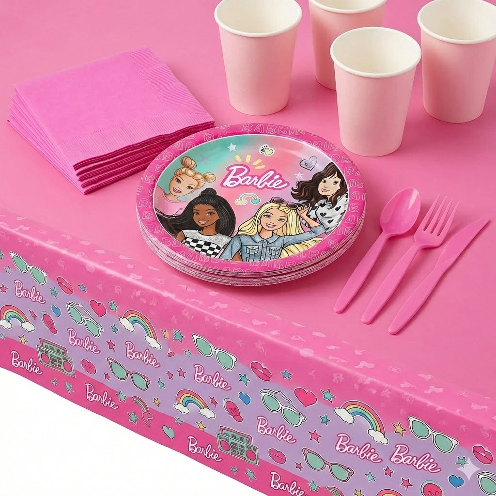 81 Pcs Barbie Birthday Party Base Kit - For 8 Guests