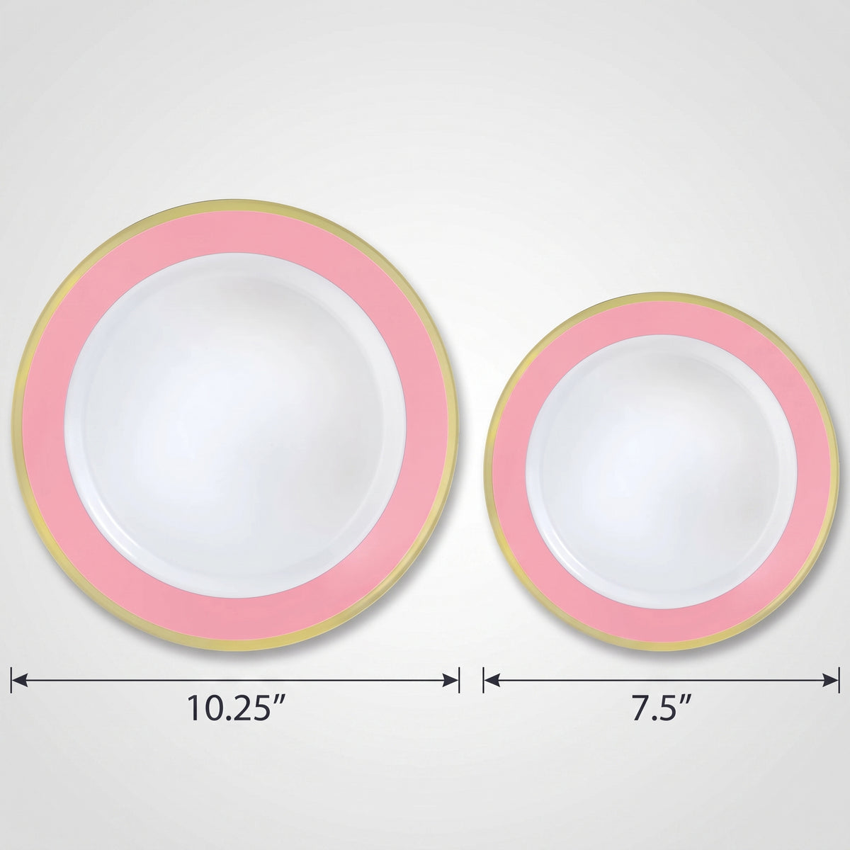 Elegant Pink & Gold Bordered Plastic Plate Set - 20 Pack