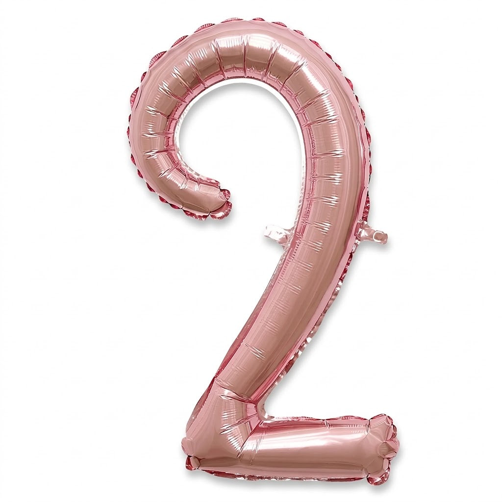 Rose Gold Script Number "2" Foil Balloon | 16" Air-Filled