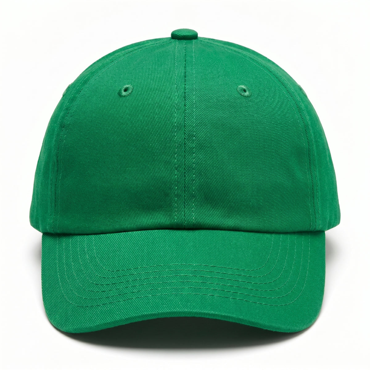 Green Baseball Cap - Plain Cotton Twill Blank Hat with Curved Brim, Unisex Classic 6-Panel Kelly Green Cap for Everyday Wear, Sports or Customization