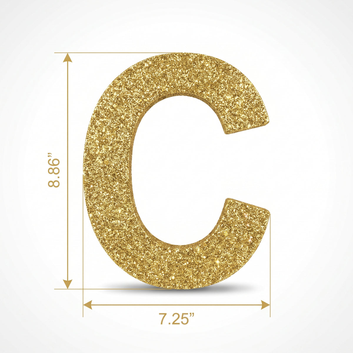 Glitter Gold Letter C Sign - Standing Block Decoration, 4-Inch