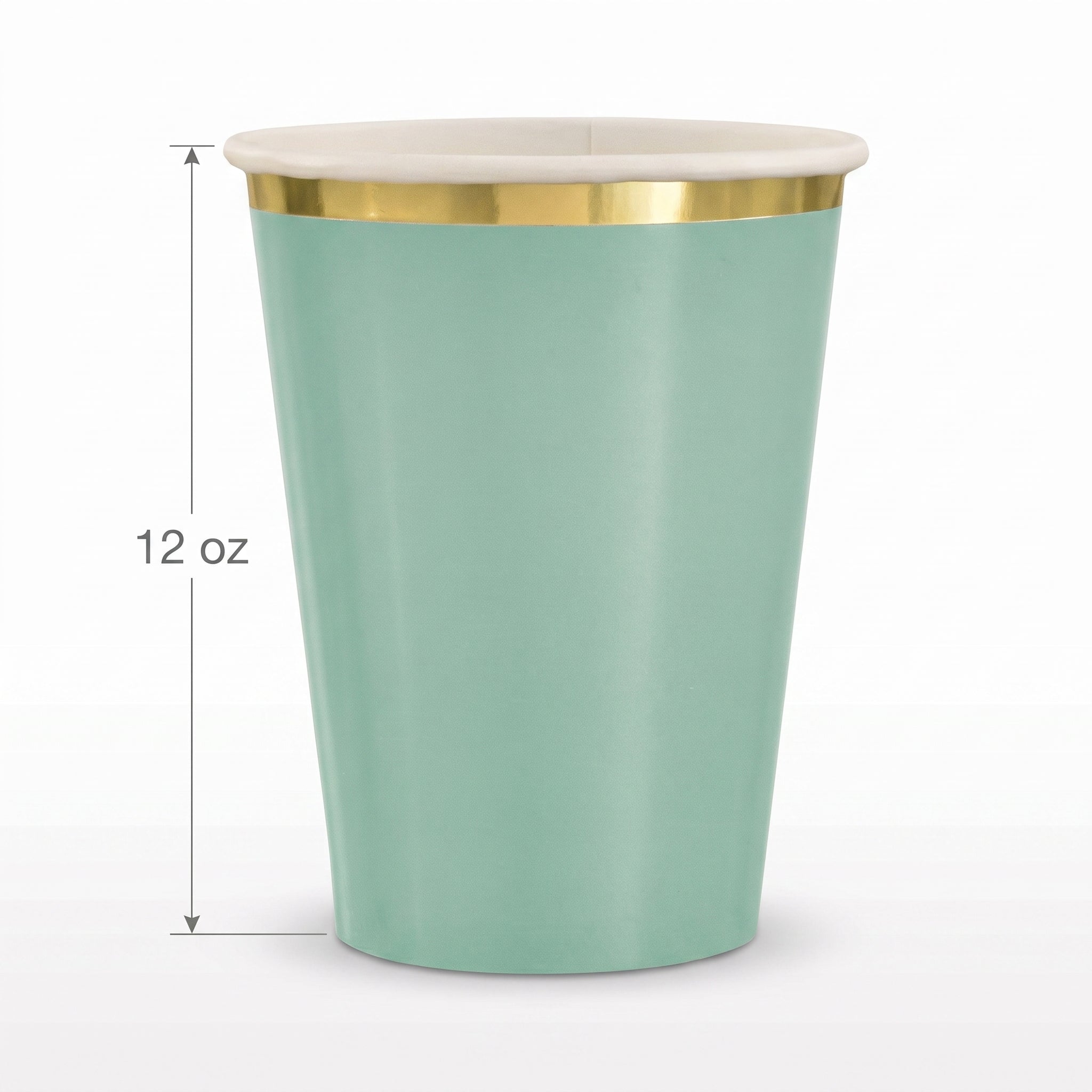 Elegant Gold Rimmed Mint Paper Cups - 12oz