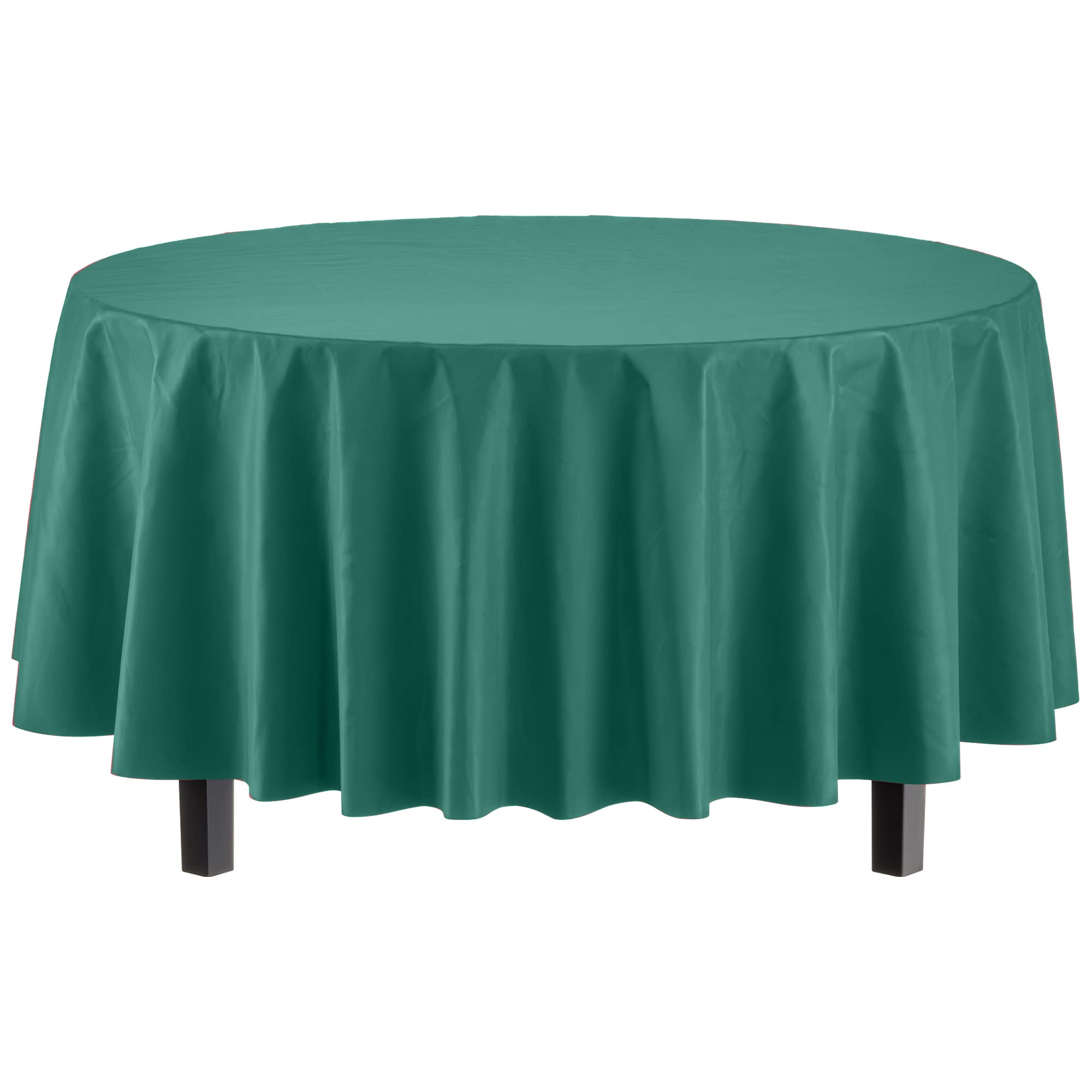 Dark Green Round Plastic Table Covers | 6 Pack