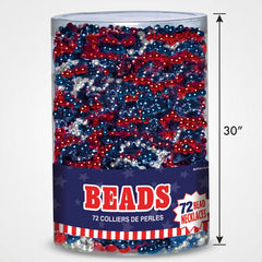 Patriotic Red, White & Blue Bead Necklaces - 50 Pack
