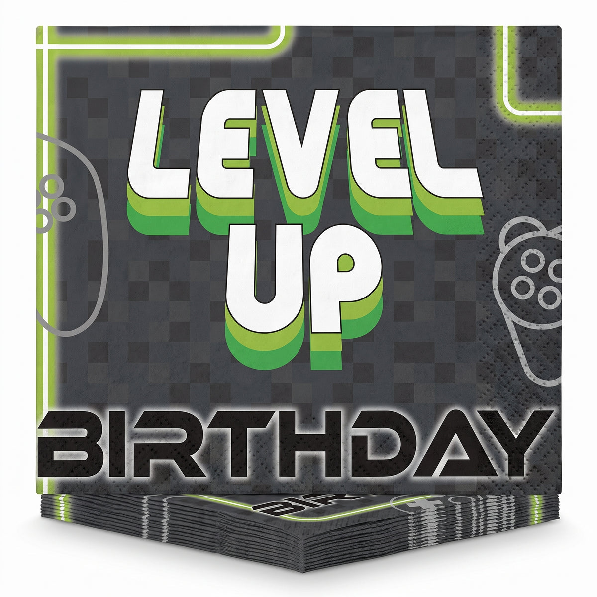 Level Up Birthday Lunch Napkins - 6.5 In. x 6.5 In. - Gaming Theme, 16 Pack