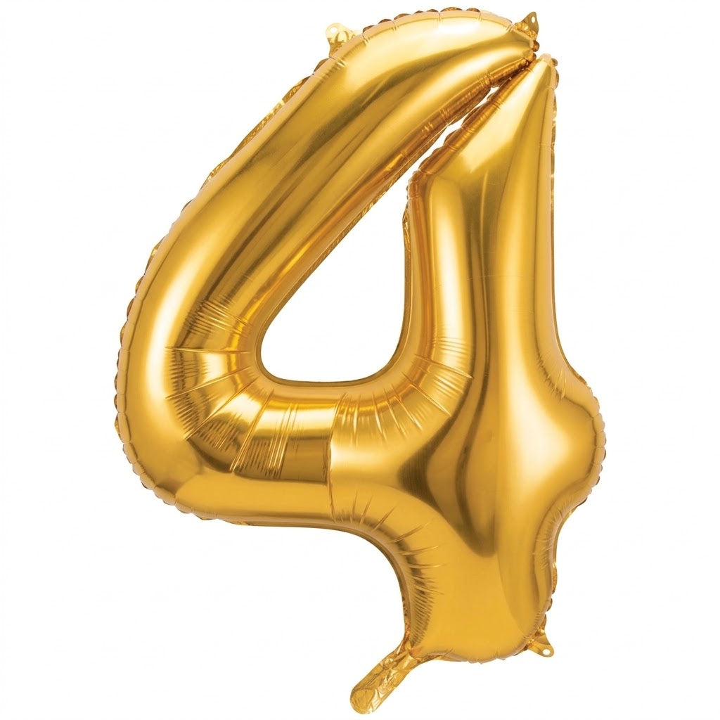 Gold Number "4" SuperShape Foil Balloon | 34"