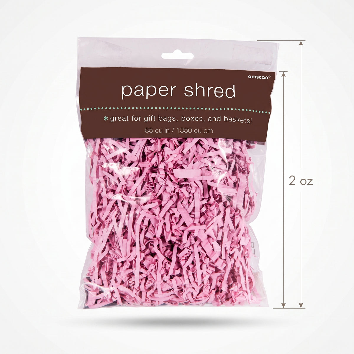 Pink Crinkle Paper Shreds for Gift Wrapping, 2 oz