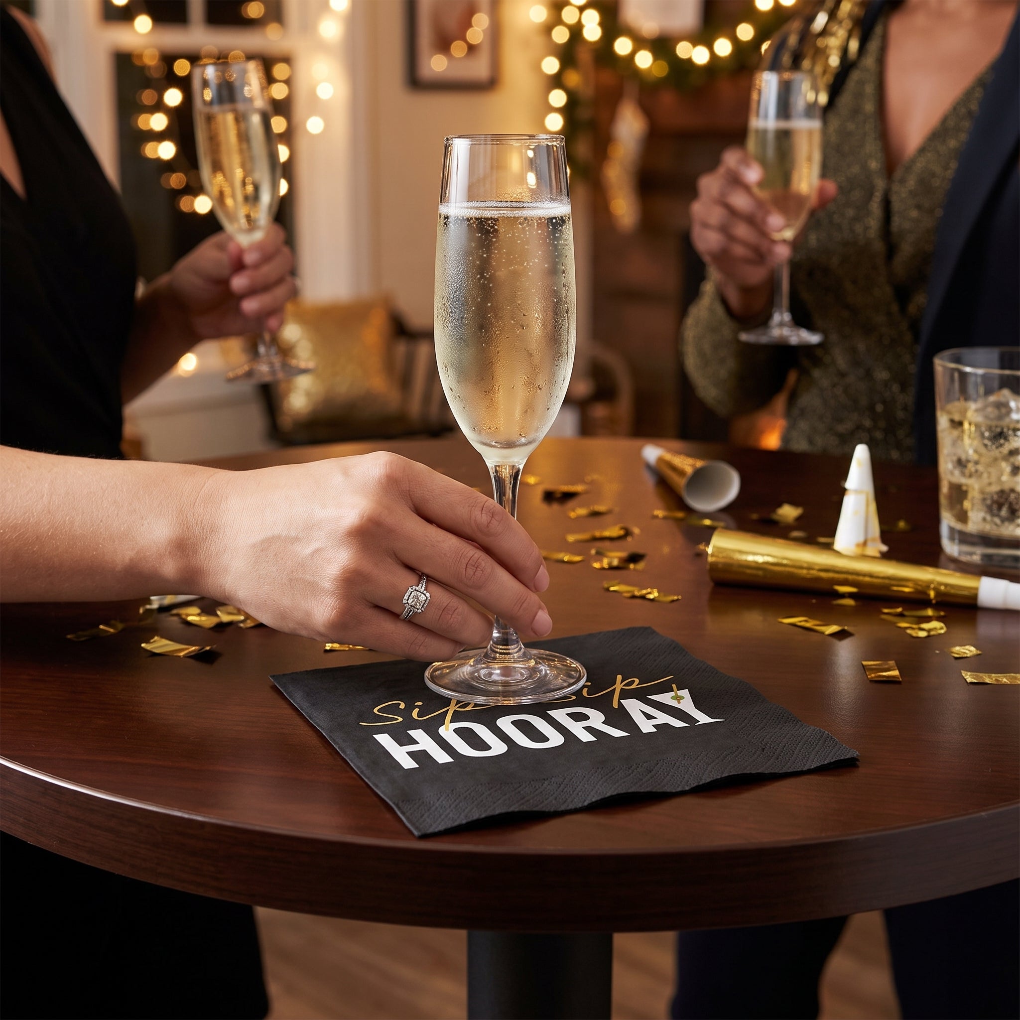 Sip Sip Hooray Cocktail Beverage Napkins, 20-Pack - 5 In. X 5 In.