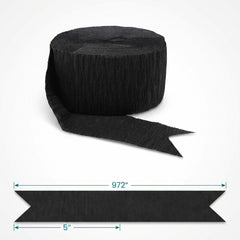 Classic Black Crepe Paper Streamer - 81 Feet