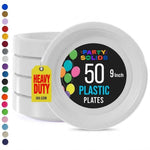 9 in. White Plastic Plates | 50 Count