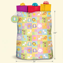 Adorable Animal Baby Shower Gift Sack with "Welcome Baby" Tag  44" x 36"