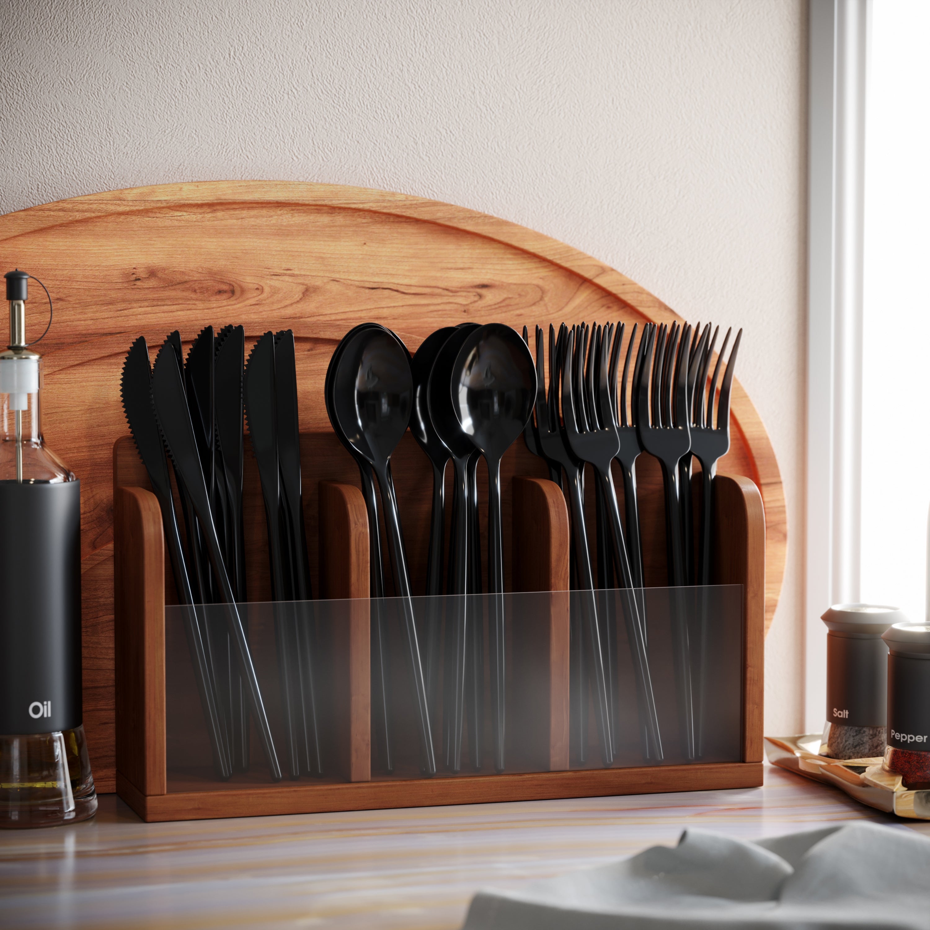 360 Pack Trendable Gloss Cutlery Combo Black 120/120/120