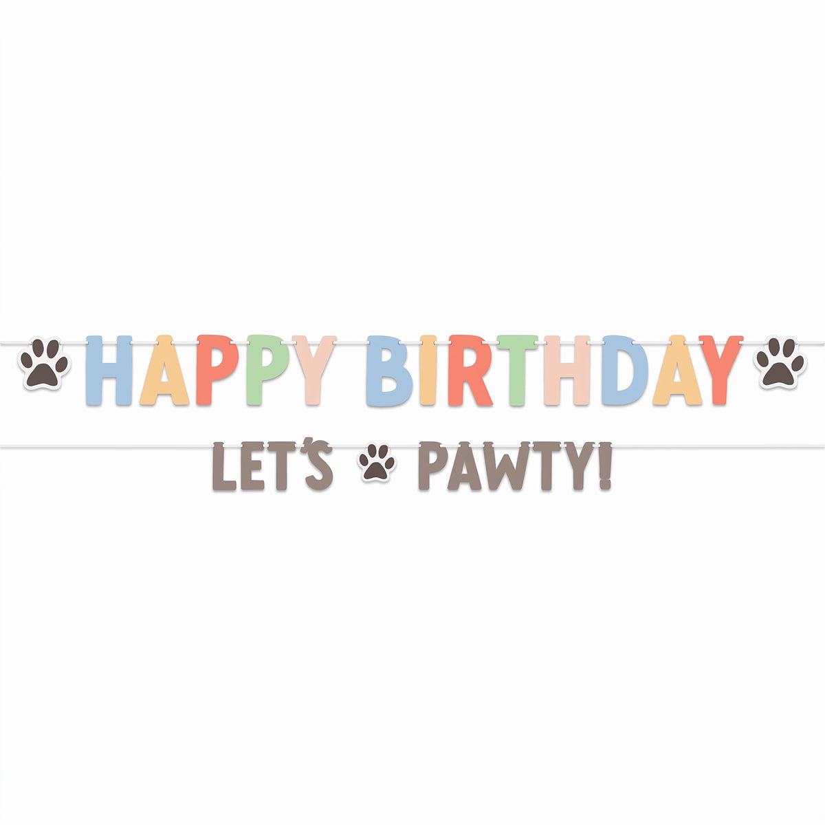 Colorful "Happy Birthday" Pawty Letter Banner