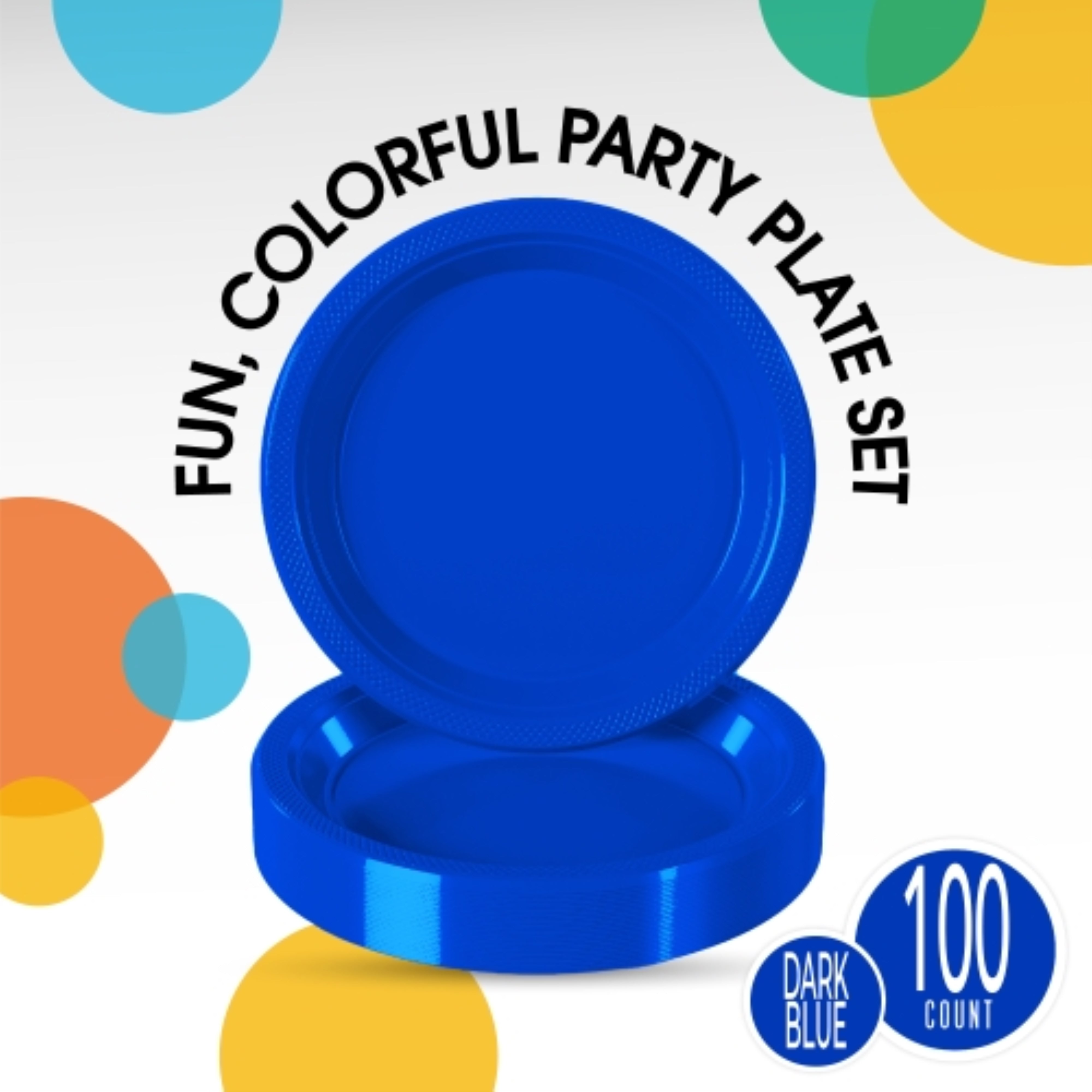 9 In. Dark Blue Plastic Plates | 100 Count