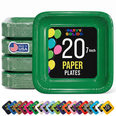 7 In. Emerald Green Square Paper Plates - 20 Ct.
