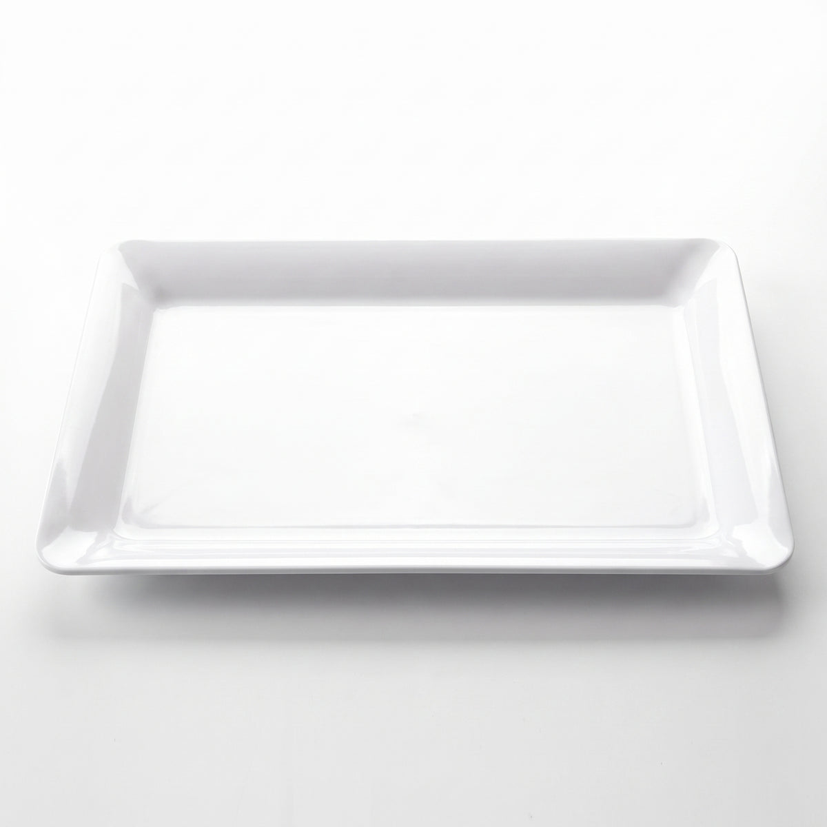 Elegant White Rectangular Plastic Serving Platter - 11" x 18"