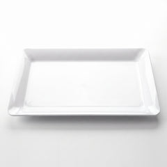 Elegant White Rectangular Plastic Serving Platter - 11" x 18"