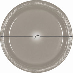 Elegant Silver 7" Plastic Dessert Plates, 20-Pack