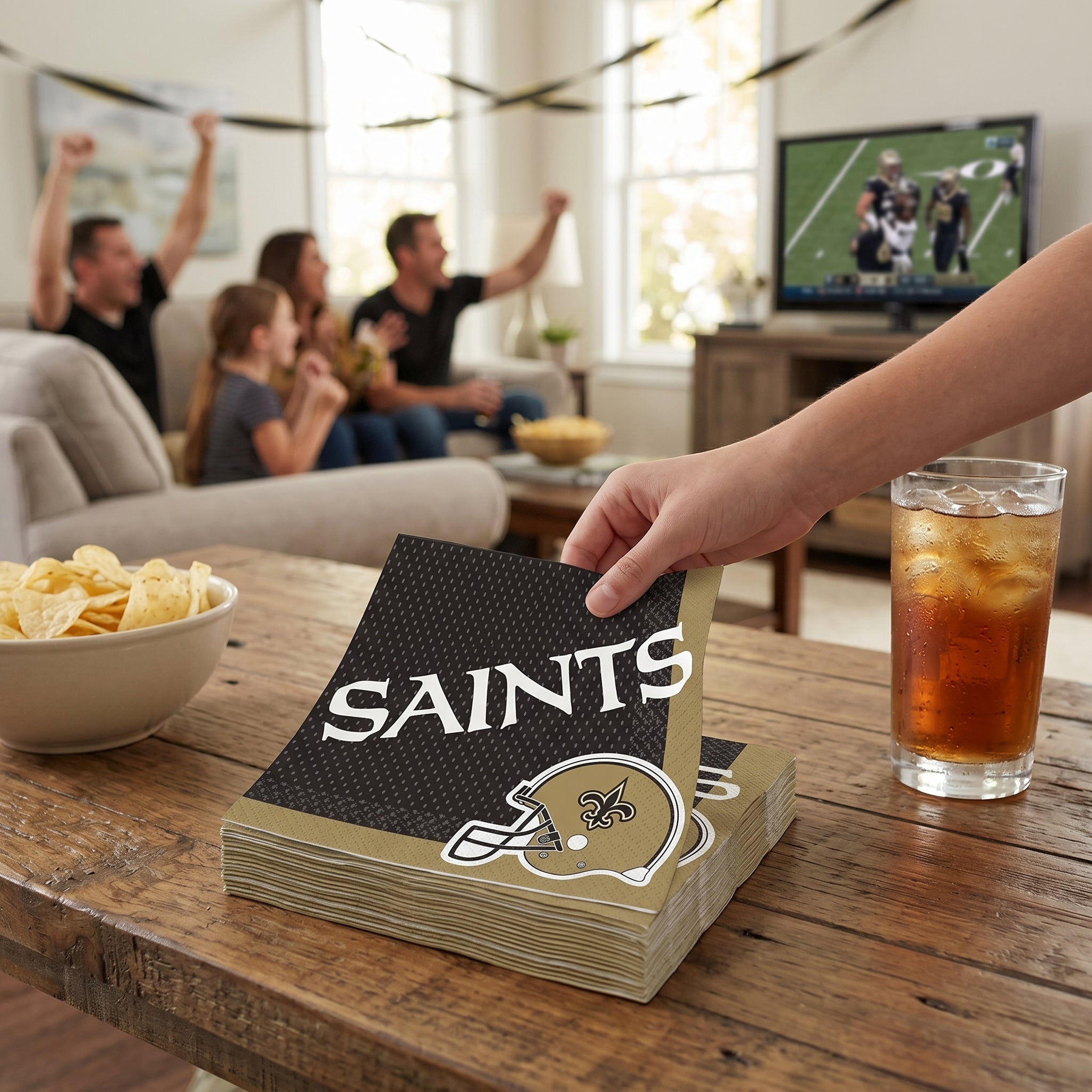 New Orleans Saints Lunch Napkins - NFL Party Supplies with Team Helmet Design, 6.5 In. X 6.5 In. Paper Napkins for Tailgates, Game Day, Birthdays