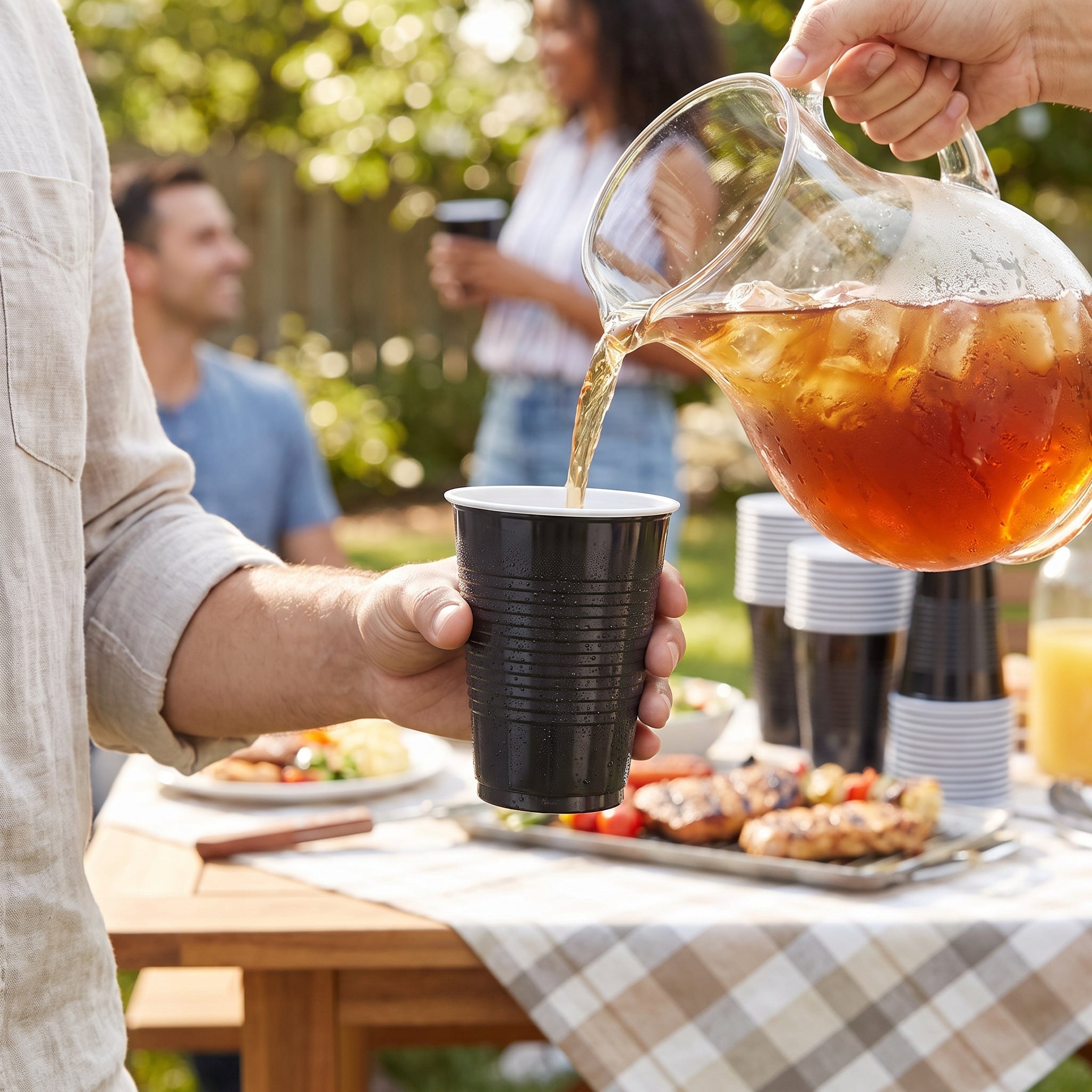 Classic Black 18oz Plastic Cups - 16 Pack
