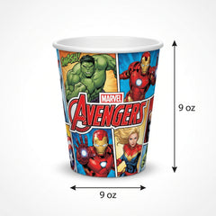 Marvel Avengers 9oz Paper Cups - Pack of 8 for Kids' Birthday Parties