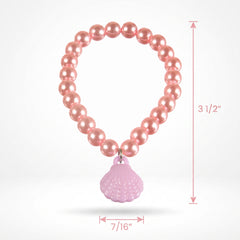 Shimmering Mermaid Bead Bracelets with Seashell Charm - 4 Pack